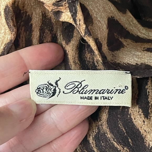 BLUMARINE Chiffon Leopard Print Sheer Blouse Gold Embellished Embroidered Sz 42 - Picture 6 of 8